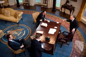 Harry Shearer as Richard Nixon in the Oval Office of the White House
